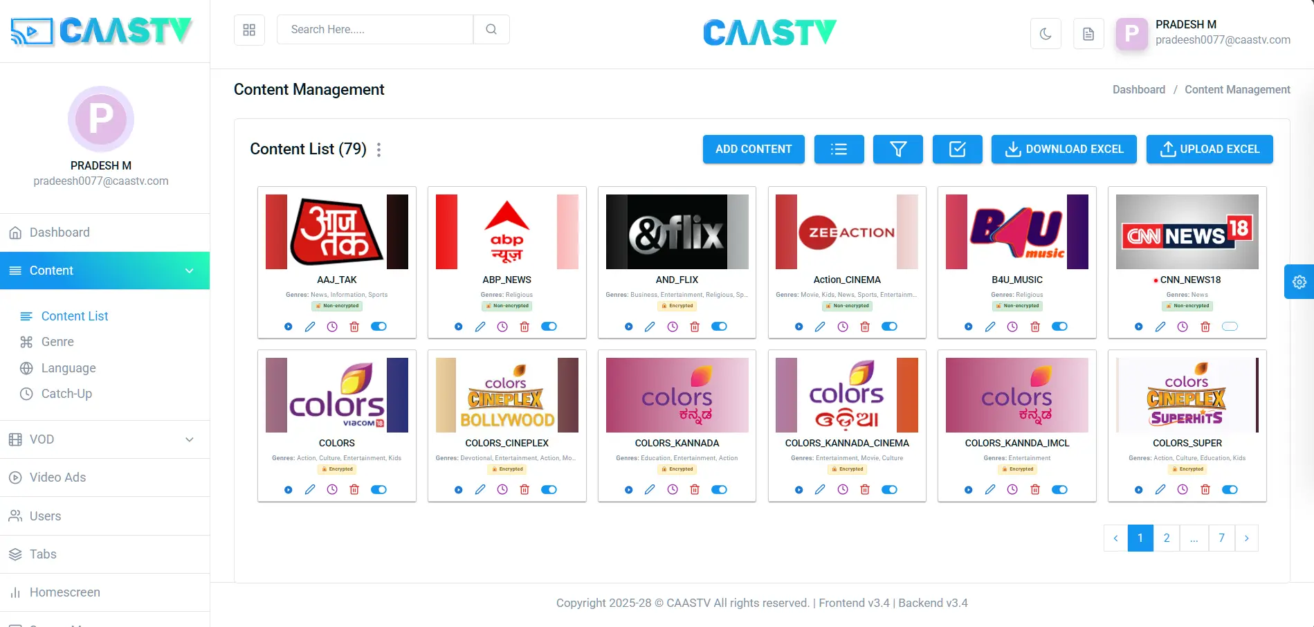CAASTV CMS shown on a laptop
