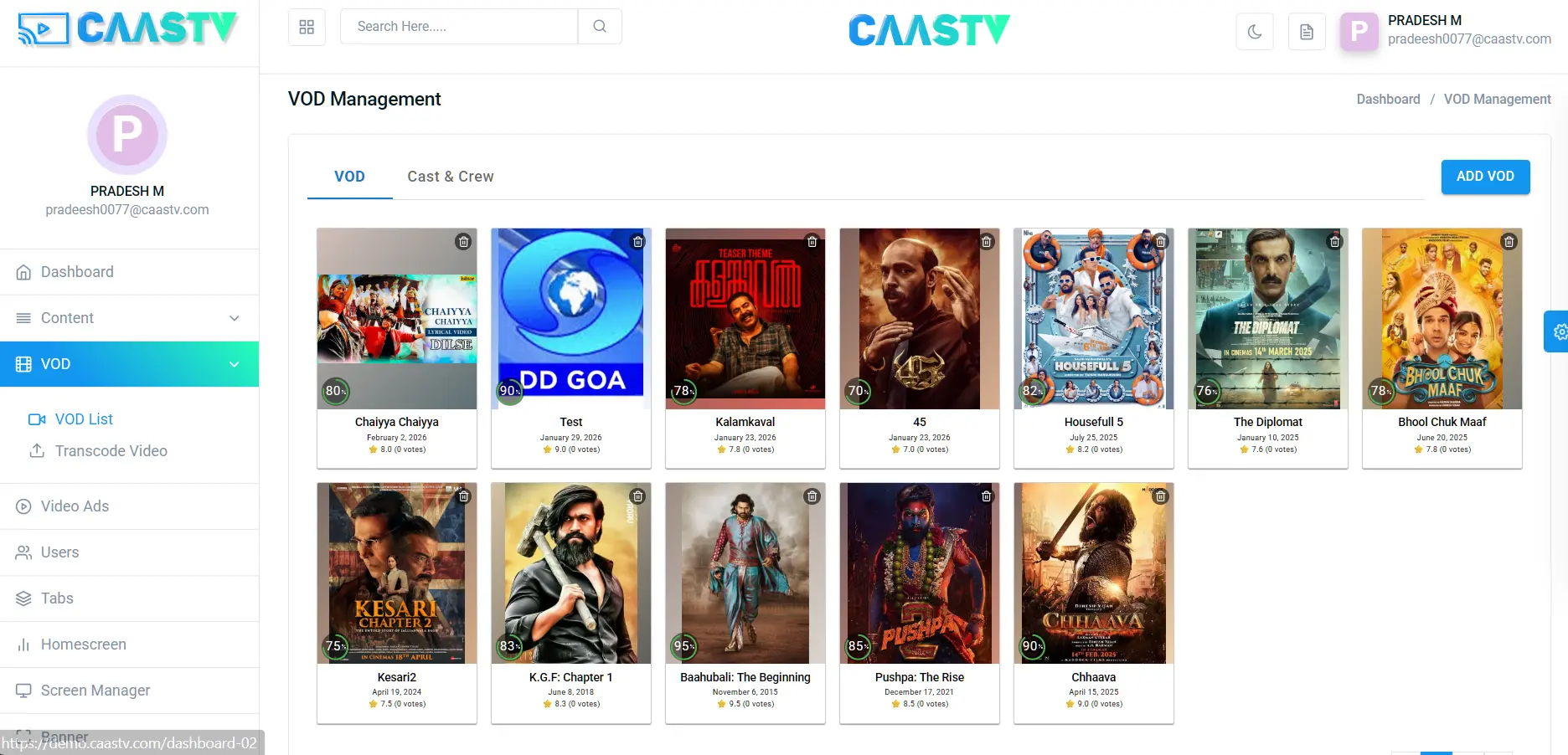 CAASTV CMS VOD management